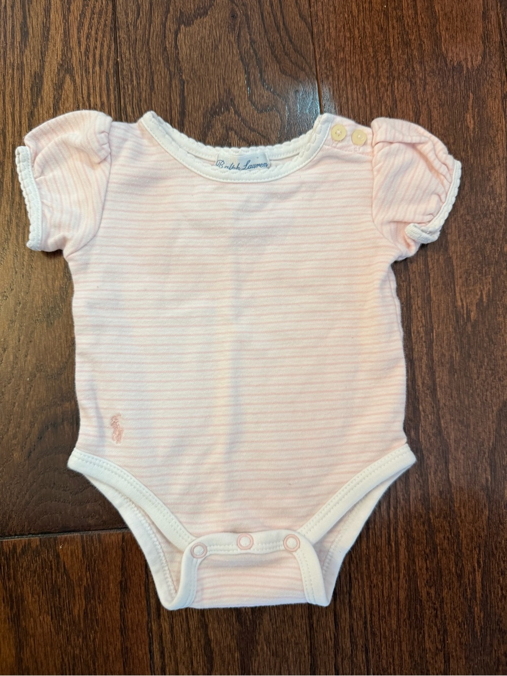Ralph Lauren Light Pink Striped Baby Bodysuit
